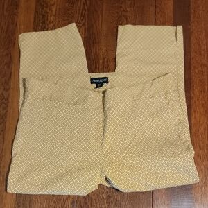 Cynthia Rowley Mustard Diamond Print Trousers Sz 12